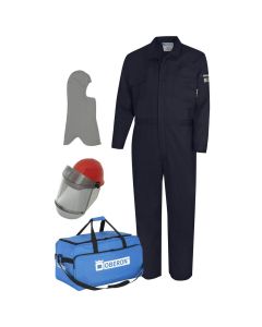 OBRTCG10-CKE-NB-4XL image(0) - OBERON Suit Kit - Arc Flash - 10 Cal TCG - Comes with Hard Cap and Face Shield, Balaclava, Coveralls, and Storage Bag - Color: Navy Blue - Size: 4XL
