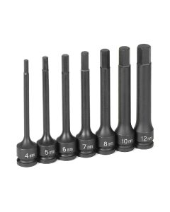 GRE1247MH image(0) - Grey Pneumatic 3/8" Dr. 7 Pc. 4" Length Metric Hex Driver Set