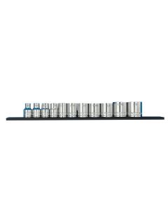 VIM Tools 11 PC. 3/8-IN DR. SAE SOCKET SET W/ 12-INCH BLACK MAGRAIL