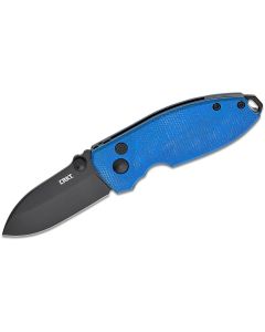 CRK2474BD image(0) - CRKT (Columbia River Knife) Squid D2 Oxide Plain Blade Folding Knife with Button Lock Micarta Handle - Blue
