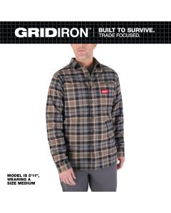 MLWM551G-M image(0) - Milwaukee Tool GRIDIRON Flannel Shirt - Gray - M