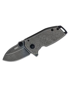 CRK2485K image(0) - CRKT (Columbia River Knife) Squid Compact 8Cr13MoV Stonewash Plain Blade Assisted Folding Knife with Frame Lock Stainless Steel Handle - Black