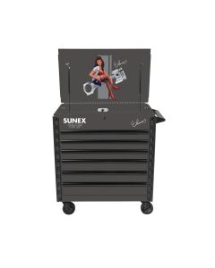 SUN8056FDELEANOR image(0) - SUNEX Premium Full Drawer Grey Service Cart-Pin Up Girl ELEANOR