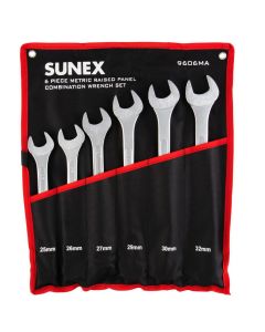SUN9606MA image(1) - SUNEX 6 Pc. Metric Raised Panel Combination Wrench Set