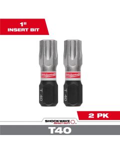 MLW48-32-4438 image(0) - Milwaukee Tool SHOCKWAVE Impact Duty 1 Inch T40 INSERT BIT 2Pk