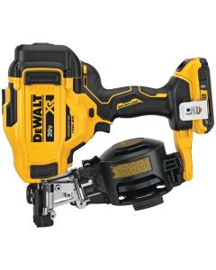 DWTDCN45RND1 image(0) - DeWalt 20V MAX* 15&deg; Cordless Coil Roofing Nailer Kit