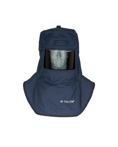 OBRLAN4-C image(0) - OBERON Hood with Hard Cap - Arc Flash - 40 Cal LAN - Color: Navy Blue - Window: True Color Grey (TCG)