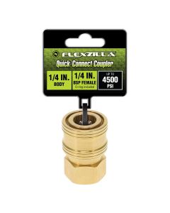 Flexzilla Quick-Connect Coupler, 1/4" Body x 1/4" BSP Female, Brass
