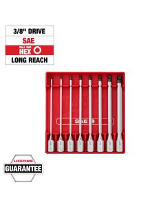 MLW48-22-9549 image(2) - Milwaukee Tool 3/8 Inch Drive Long Ball End Hex Bit Socket Set - SAE - 8 Piece