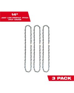 Milwaukee Tool 14 Inch Top Handle Saw Chain 3Pk