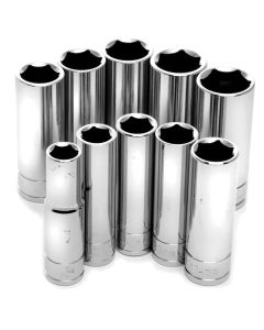 WLMW38402 image(1) - Wilmar Corp. / Performance Tool 10 Piece 3/8" Drive Metric Deep Socket Set