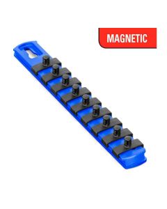 ERN8407M image(0) - Ernst Mfg. 8 Inch Magnetic Socket Organizer with 9 Socket Clips - 1/4 Inch - Blue