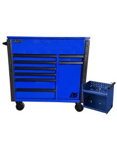 Homak Manufacturing 44" 8-Drawer Service Cart w/Power Tool Holder Drawer- Blue