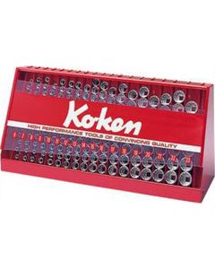 KKNS3240A-00 image(0) - Ko-ken USA S3240A-00 3/8 Square Drive 126 Piece 6-Point SAE Socket Set 1/4-7/8 Inch in Display Stand