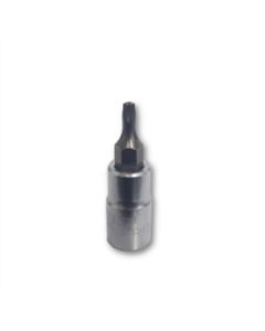 VIMPFS4TR10 image(1) - VIM Tools TR10 Tamper Proof TORX Gun Metal Gray Bit, Satin Chrome 1/4 Inch Square Drive Bit Holder