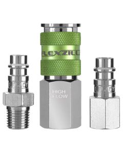 LEGA53452FZ image(0) - Legacy Manufacturing Flexzilla Pro High Flow Coupler and Plug Kit, 3-Piece, 1/4" Body, 1/4" NPT