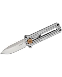 KER2046 image(2) - Kershaw Cybernet Manual Open Sliding Button Lock Spear Point Blade EDC Pocket Knife - Gray