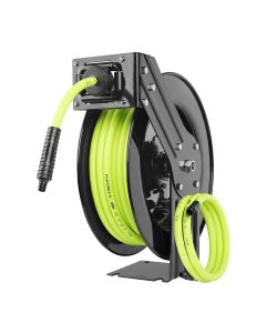 LEGL8611FZ image(1) - Legacy Manufacturing Flexzilla Retractable Air Hose Reel, Open Face, Single Axle Arm, 3/8" x 50'