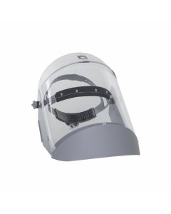 OBR2128AFR500 image(0) - OBERON Face Shield with Ratcheting Headgear - Scratch Resistant Polycarbonate - Window: Clear Anti-Fog - With Lower Crown and Shield Extender