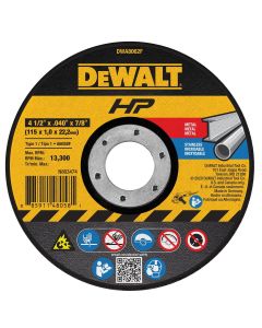 DEWALT T1 Hp Fast Cut-Off Wheel, 4-1/2" X 0.040" X 7/8"