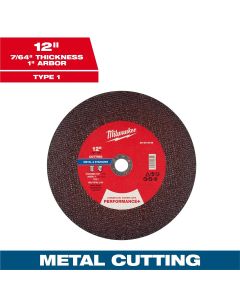 MLW49-94-0148 image(0) - Milwaukee Tool 12" x 7/64" x 1" Performance+ Metal Cut Off Wheel - Type 1