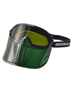 Jackson Safety Safety Goggle - GPL500 Premium Series - Shade 3 IR Lens - Anti-Fog - with Flip-Up Detachable Face Shield - Green Body