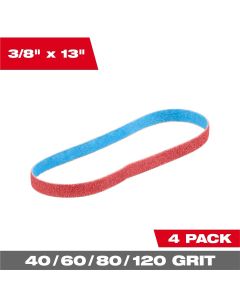 MLW48-80-7000 image(3) - Milwaukee Tool 3/8&rdquo; x 13&rdquo; 40/60/80/120 Grit Bandfile Belts &hyphen; 4 pack variety