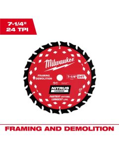 MLW48-41-0750 image(2) - Milwaukee Tool 7-1/4 Inch 24T NITRUS Carbide Framing & Demolition Circular Saw Blade Bulk 10