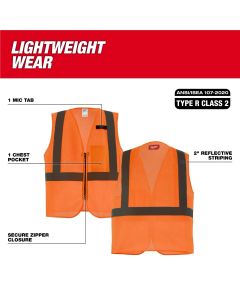 MLW48-73-2245 image(2) - Milwaukee Tool Class 2 High Visibility Orange Mesh One Pocket Safety Vest - S/M