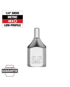 MLW45-34-1129 image(1) - Milwaukee Tool 1/4 Inch Drive 2.5mm Low-Profile Hex Bit Socket