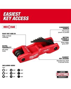 MLW48-22-2181 image(2) - Milwaukee Tool 9-Key Folding Hex Key Set - SAE