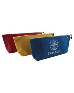 KLE5539CPAK image(0) - Klein Tools Zipper Bags, Assorted Canvas Tool Pouches, 3-Pack
