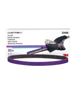 3M Cubitron&trade; II File Belt, 33446, 80+, 1/2 in x 18 in (12.7 mm x 457.2 mm), 10 belts per carton, 5 cartons per case