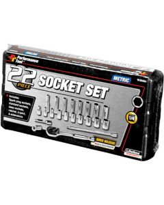 WLMW36904 image(0) - Wilmar Corp. / Performance Tool 22 Piece Metric 1/4" Drive Socket Set