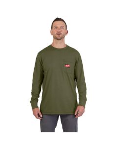 MLW606GN-3X image(0) - Milwaukee Tool GRIDIRON Pocket T-Shirt - Long Sleeve Green 3X