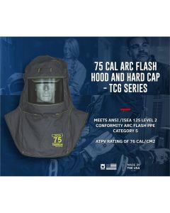 OBRTCG75-C image(0) - OBERON Hood with Hard Cap - Arc Flash - 75 Cal TCG - Color: Black - Window: True Color Grey (TCG)