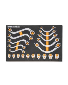 KDTGWMSSRWMM image(1) - GearWrench 20 Piece Specialty Ratcheting Metric Wrench Set in Foam Storage Tray