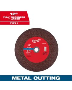 MLW49-94-0048 image(1) - Milwaukee Tool 12" x 7/64" x 1" Metal Cut Off Wheel -Type 1