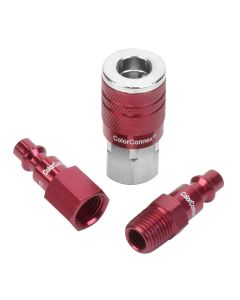 LEGA73452D image(1) - Legacy Manufacturing ColorConnex Coupler and Plug Kit, 3-Piece, Type D, 1/4" Body, 1/4" NPT, Red