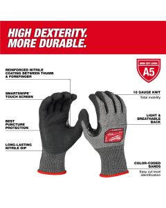 MLW48-73-7153 image(1) - Milwaukee Tool Cut Level 5 High-Dexterity Coated Nitrile Dipped Gloves - XL