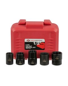 INT69100 image(0) - American Forge & Foundry Lug Nut Removal Set - 1/2 Inch Drive - 5 Piece - Includes 3/4 Inch, 13/16 Inch, 15/16 Inch, 1 Inch and 1 1/8 Inch