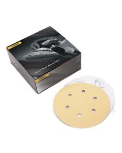 MRK23612400 image(0) - Mirka Abrasives Bulldog Gold 23612400 23 Series Semi-Open Coated Grip-On Sanding Disc, 5 in, P400 Grit, Aluminum Oxide