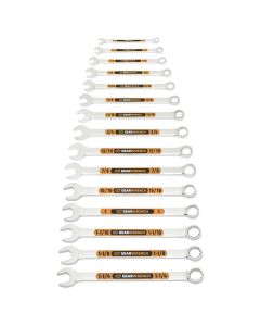 KDT81918H image(0) - GEARWRENCH 15 Piece 12 Point SAE Hi-Viz Long Pattern Combination Wrench Set with Roll