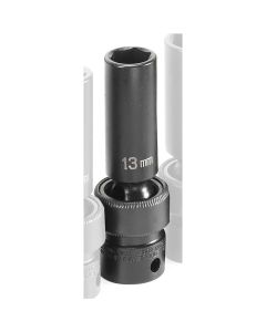 Grey Pneumatic 3/8" Drive x 13mm Deep Universal Socket 6 Point - Black