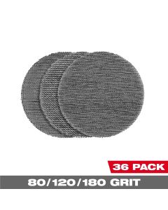 MLW48-80-6406 image(2) - Milwaukee Tool 3 Inch Assorted 80, 120, 180 Grit Mesh Sanding Discs with POWERGRID Tear Resistant Mesh &hyphen; (36 PK) + 3 Pad Savers