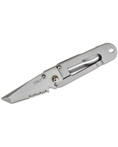 CRK5510 image(1) - CRKT (Columbia River Knife) K.I.S.S. 3Cr13MoV Bead Blast Triple Point Serrationswith  Blade Folding Knife with Frame Lock Stainless Steel Handle - Silver