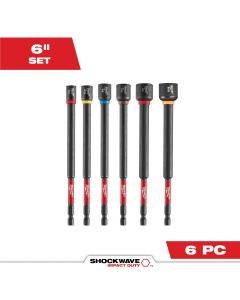 MLW49-66-4567 image(1) - Milwaukee Tool 6 Piece SHOCKWAVE Impact Duty 6 Inch Magnetic Nut Driver Set
