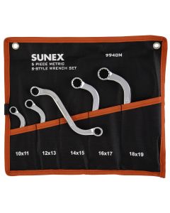 SUNEX S-STYLE DOUBLE BOX END METRIC WRENCH SET, 5 PC.
