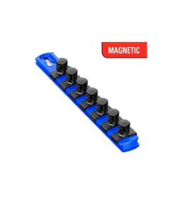 ERN8409M image(0) - Ernst Mfg. 8 Inch Magnetic Socket Organizer with 7 Socket Clips - 1/2 Inch - Blue