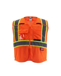 MLW48-73-5178 image(2) - Milwaukee Tool Class 2 Breakaway High Visibility Orange Mesh Safety Vest - 4XL/5XL (CSA)